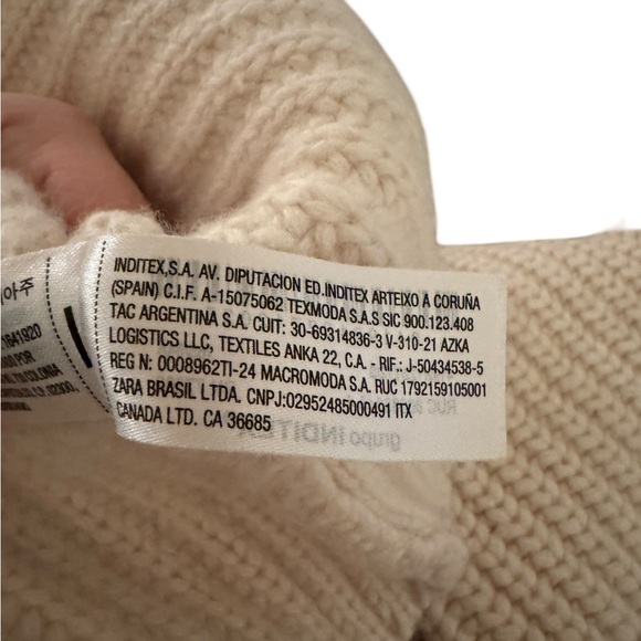 Zara Asymmetrical Soft Beige Ribbed Sweater Wool Blend - Picture 16 of 16